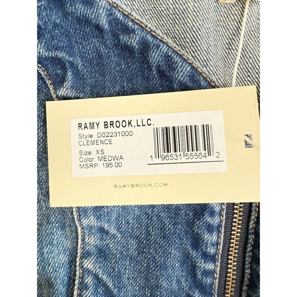 NWT Ramy Brook Denim Zippered Crop Top Vest XS Medium Wash‎ MSRP $195 - Picture 4 of 10